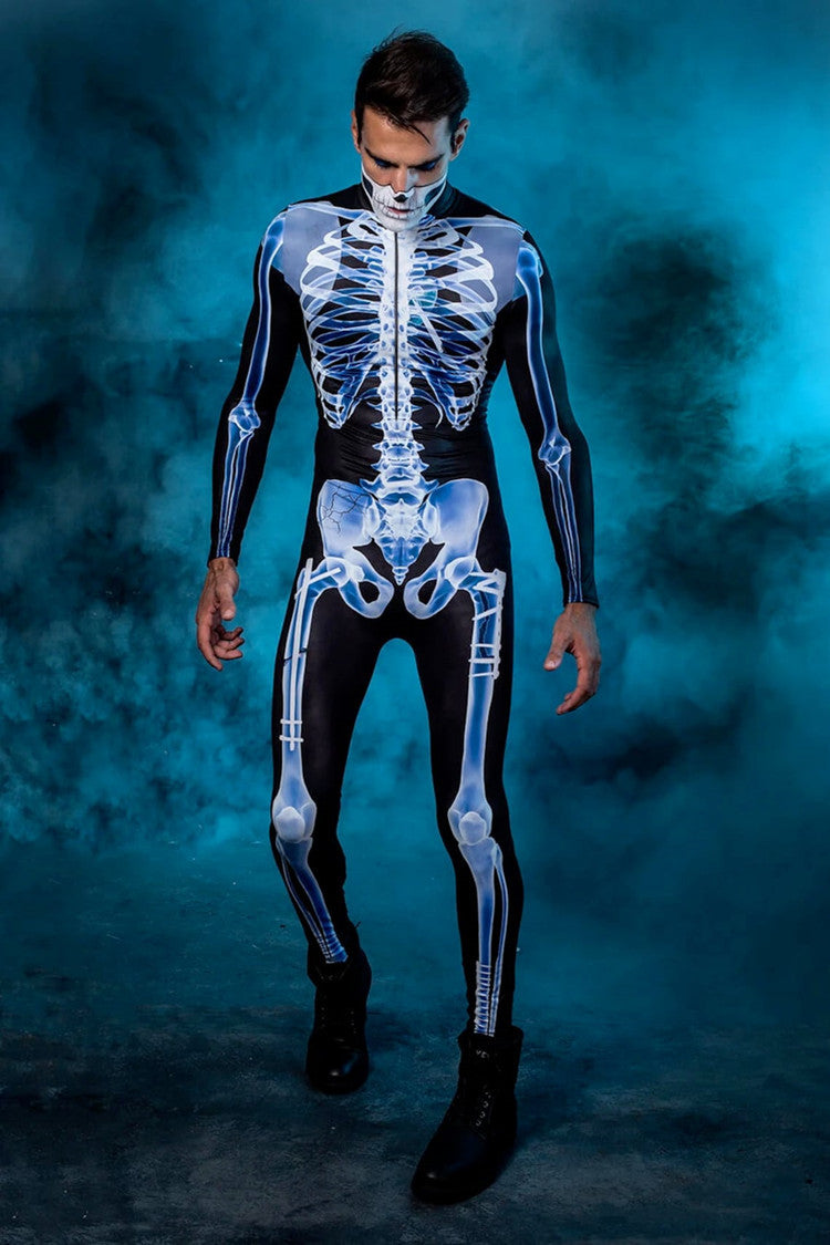 Men's Skeleton Halloween Costume Jumpsuit