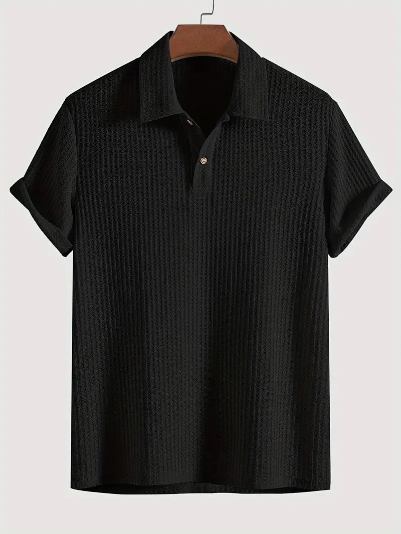 Textured Knit Polo Shirt for Men