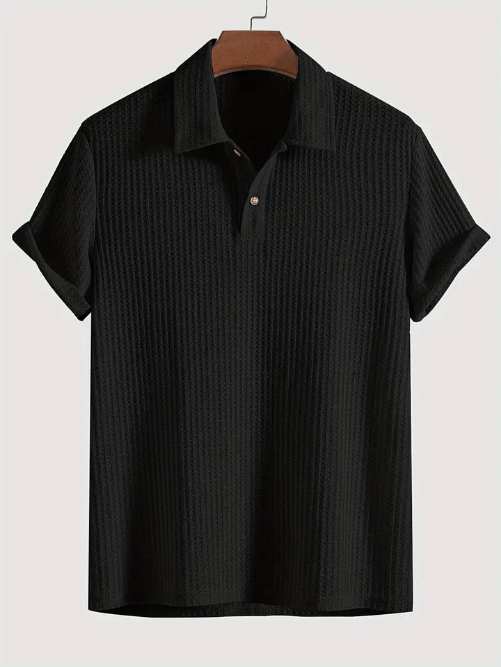 Textured Knit Polo Shirt for Men