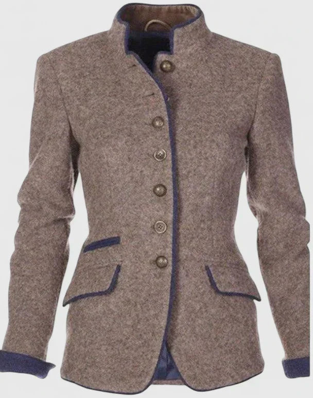Women's Stand Collar Tweed Blazer