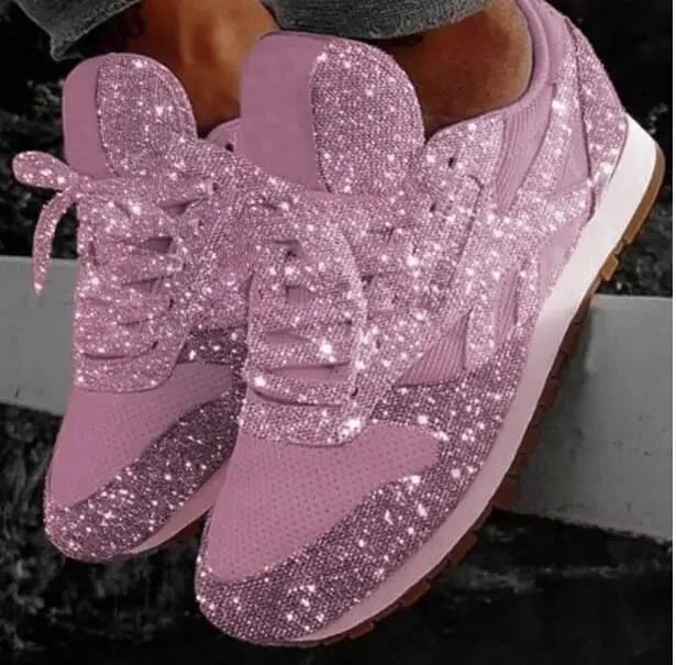Women's Glitter Mesh Platform Sneakers