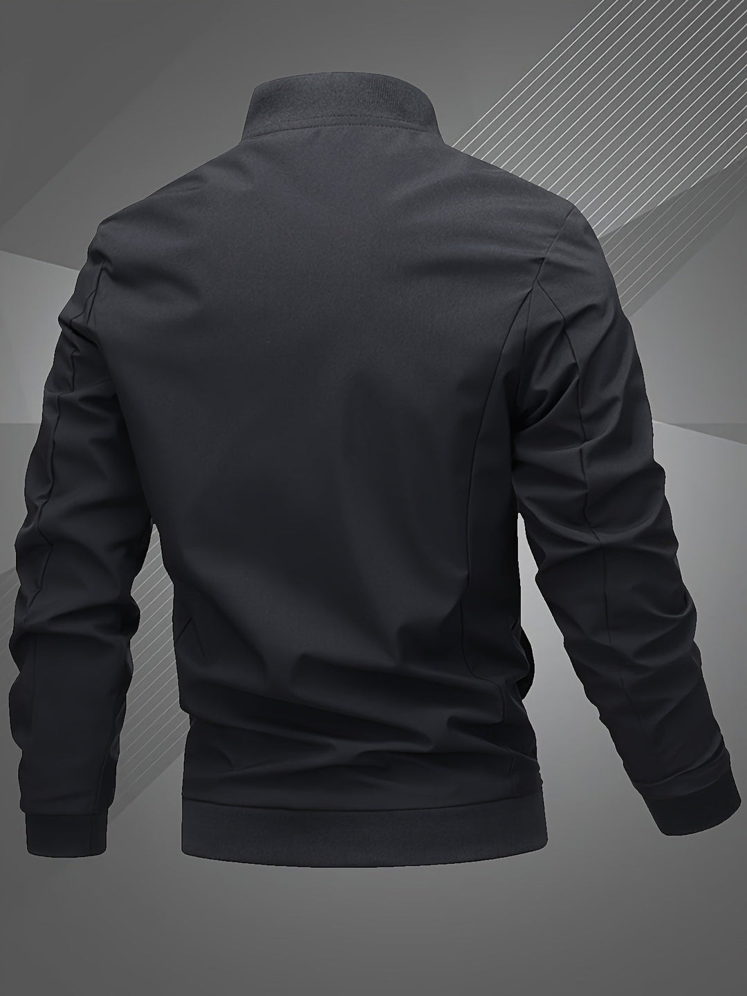 Men's Zip-Up Bomber Jacket with Ribbed Trim