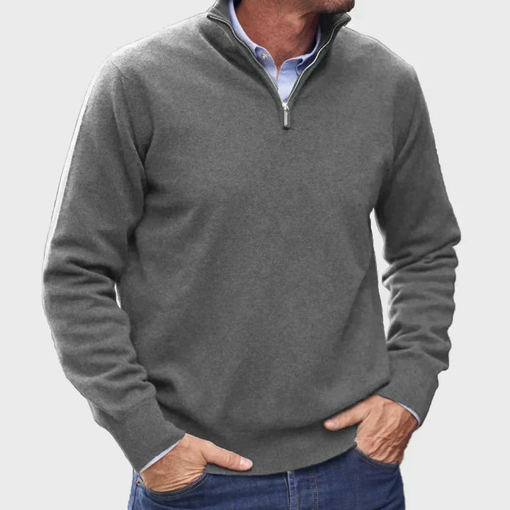 Men's Quarter Zip Mock Neck Sweater