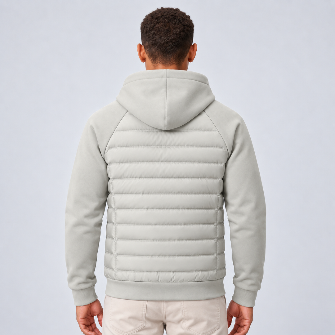 Men's Quilted Down Hooded Puffer Jacket with Adjustable Hood