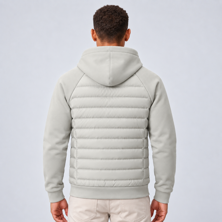 Men's Quilted Down Hooded Puffer Jacket with Adjustable Hood
