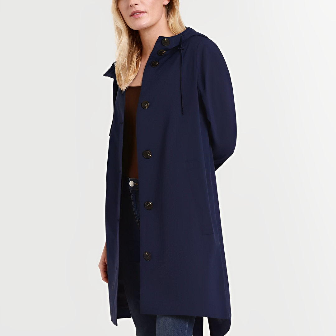 Women's Longline Hooded Coat with Button Front