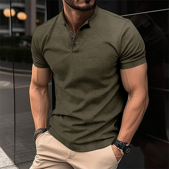 Short Sleeve Henley Polo Shirt