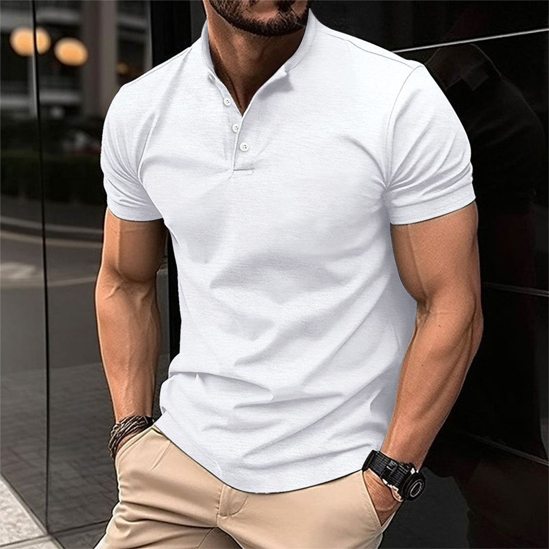 Short Sleeve Henley Polo Shirt