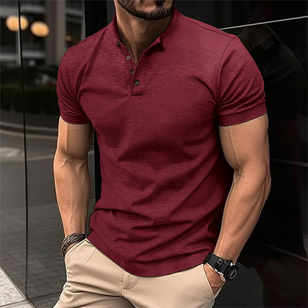 Short Sleeve Henley Polo Shirt