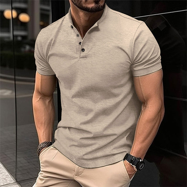 Short Sleeve Henley Polo Shirt