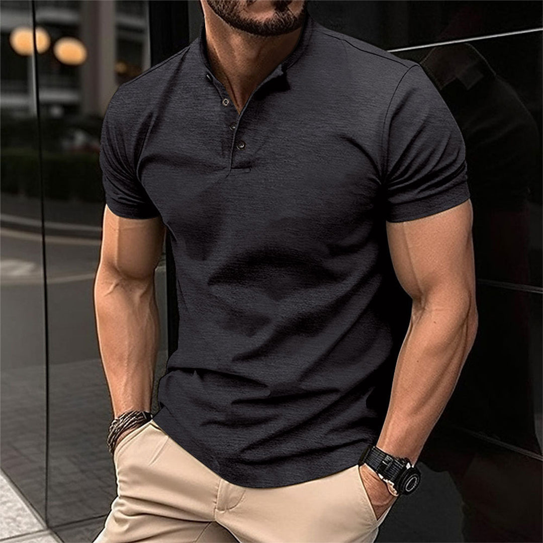 Short Sleeve Henley Polo Shirt