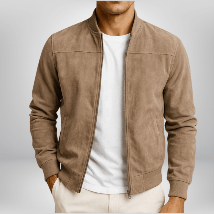 Classic Zip Up Leather Bomber Jacket