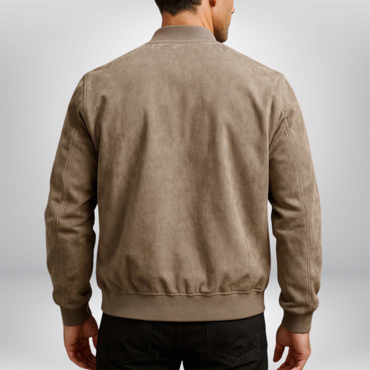 Classic Zip Up Leather Bomber Jacket