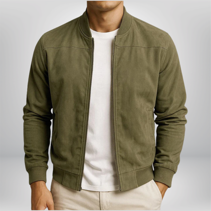 Classic Zip Up Leather Bomber Jacket