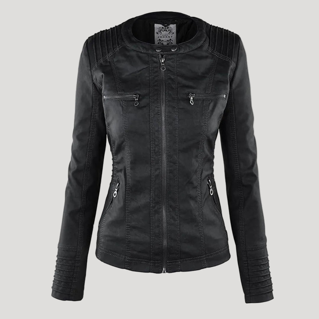Hooded Faux Leather Moto Jacket