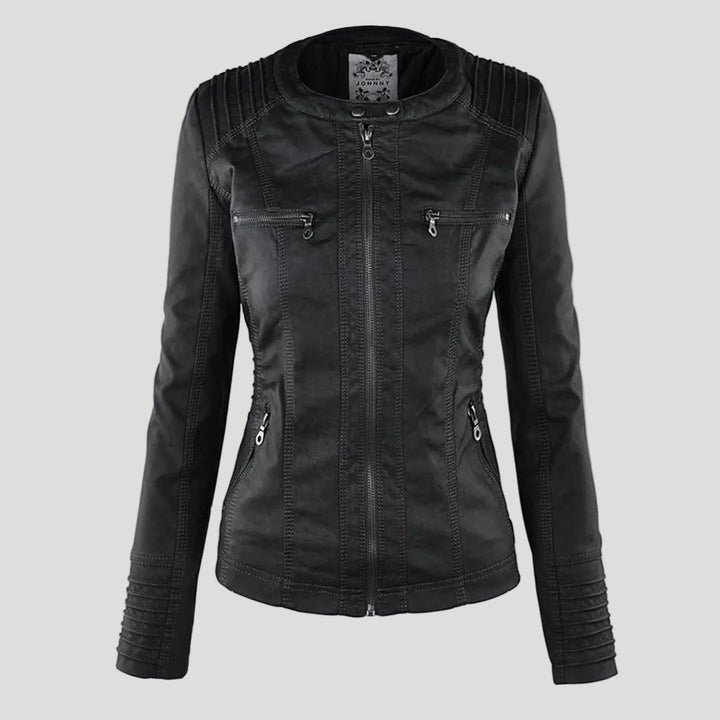 Hooded Faux Leather Moto Jacket