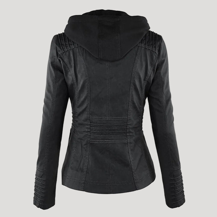 Hooded Faux Leather Moto Jacket