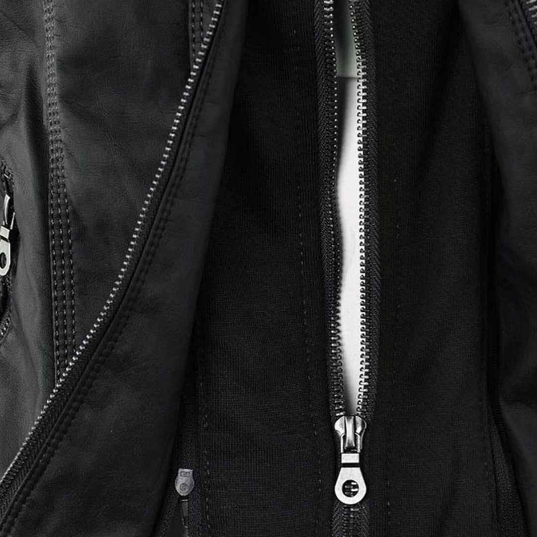 Hooded Faux Leather Moto Jacket