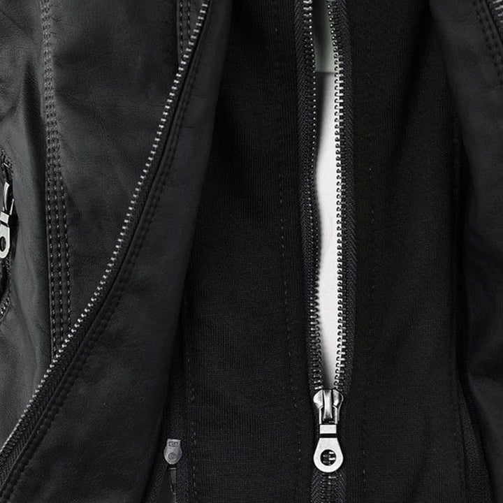 Hooded Faux Leather Moto Jacket