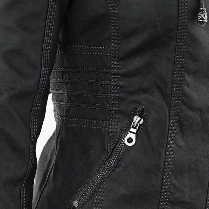 Hooded Faux Leather Moto Jacket