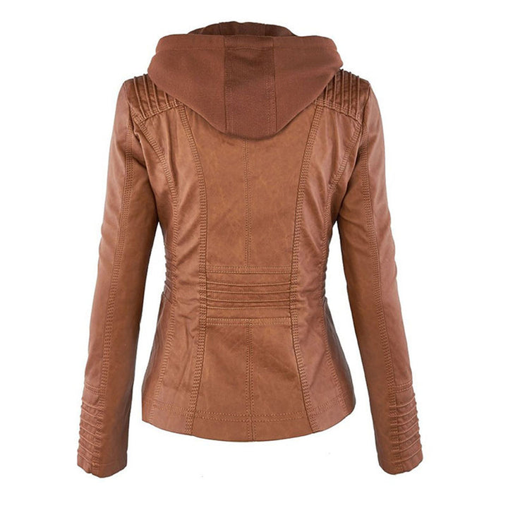 Hooded Faux Leather Moto Jacket