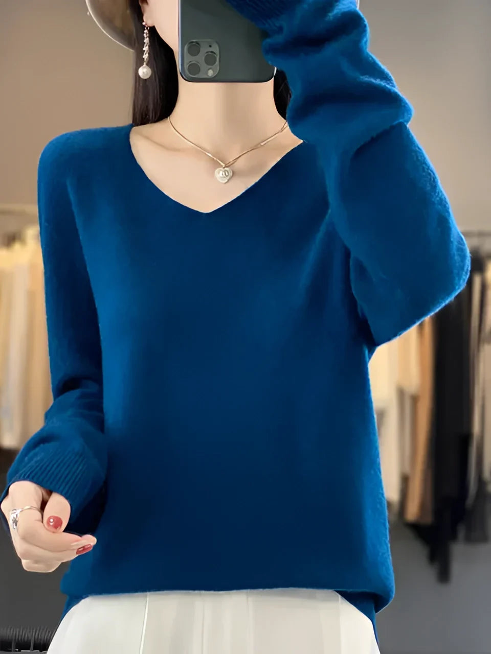 Women's Fuzzy Knit Crewneck Sweater