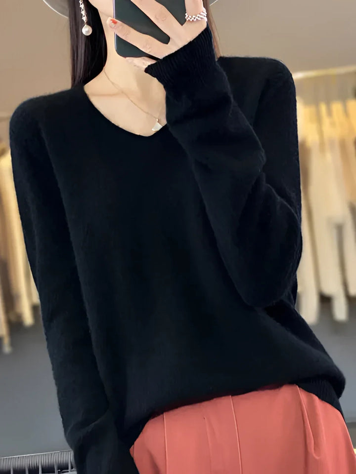 Women's Fuzzy Knit Crewneck Sweater