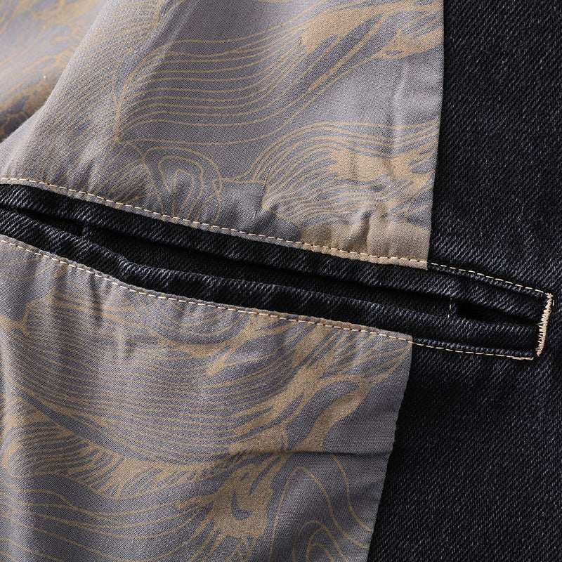 Tailored Button Front Denim Blazer