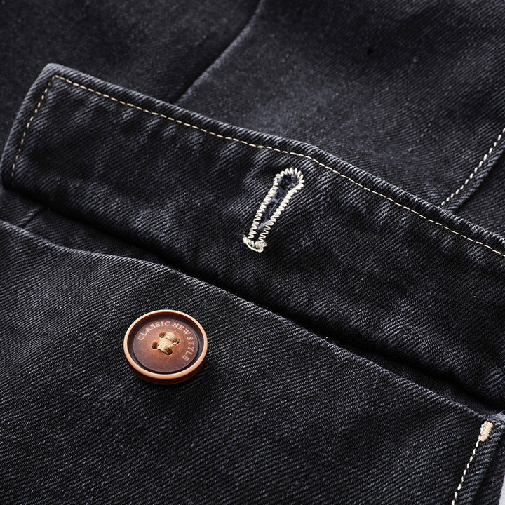 Tailored Button Front Denim Blazer