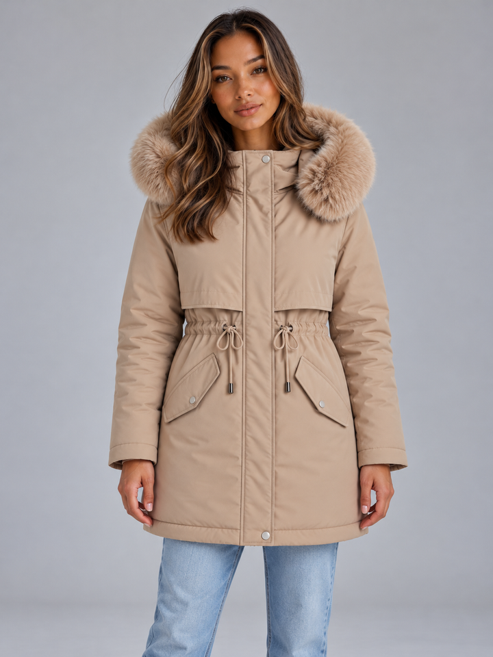 Women's Padded Parka Coat with Faux Fur Hood
