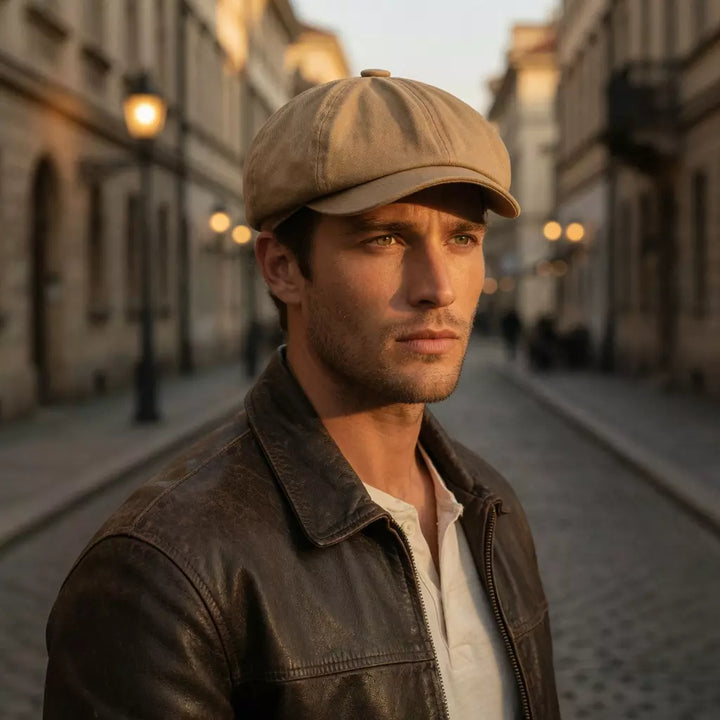 Men's Twill Newsboy Cap in a Structured Fit