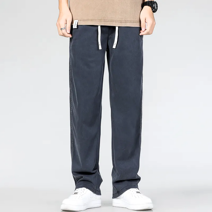 Men's Cotton Denim Pants with Drawstring Waist