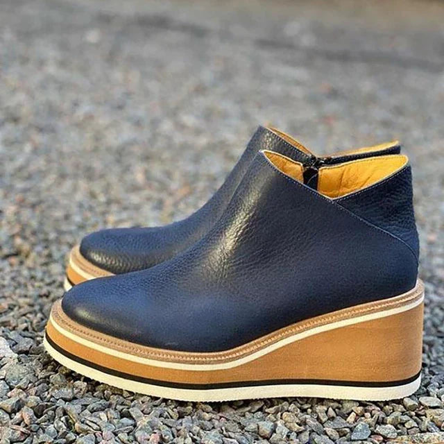 Women's Waterproof Wedge Ankle Boots with Side Zip