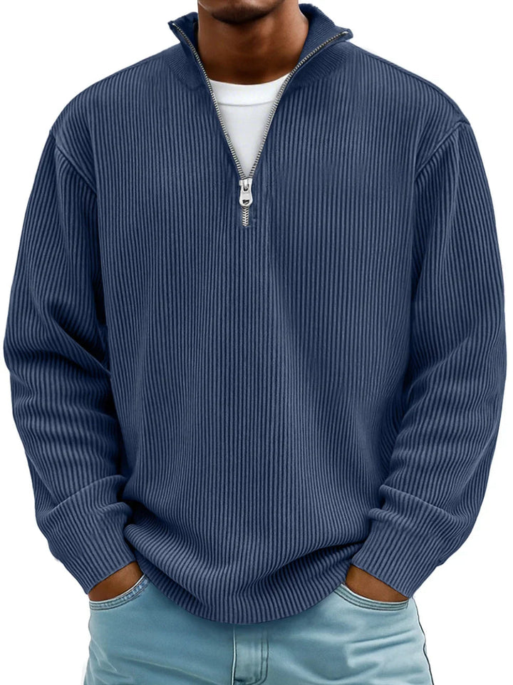 Men's Ribbed Quarter-Zip Knit Sweater