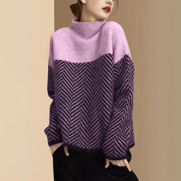 Women's Turtleneck Chevron Knit Sweater
