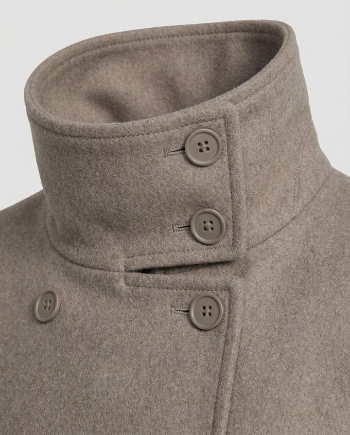 Women's Oversized Double-Breasted Funnel Neck Coat