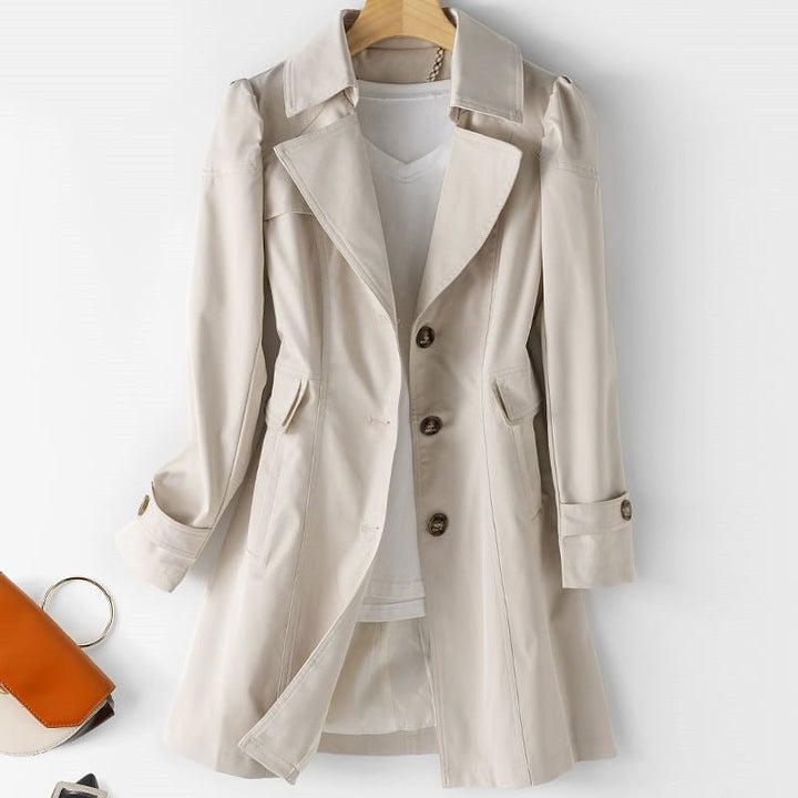 Women's Classic Trench Coat with Button Closure