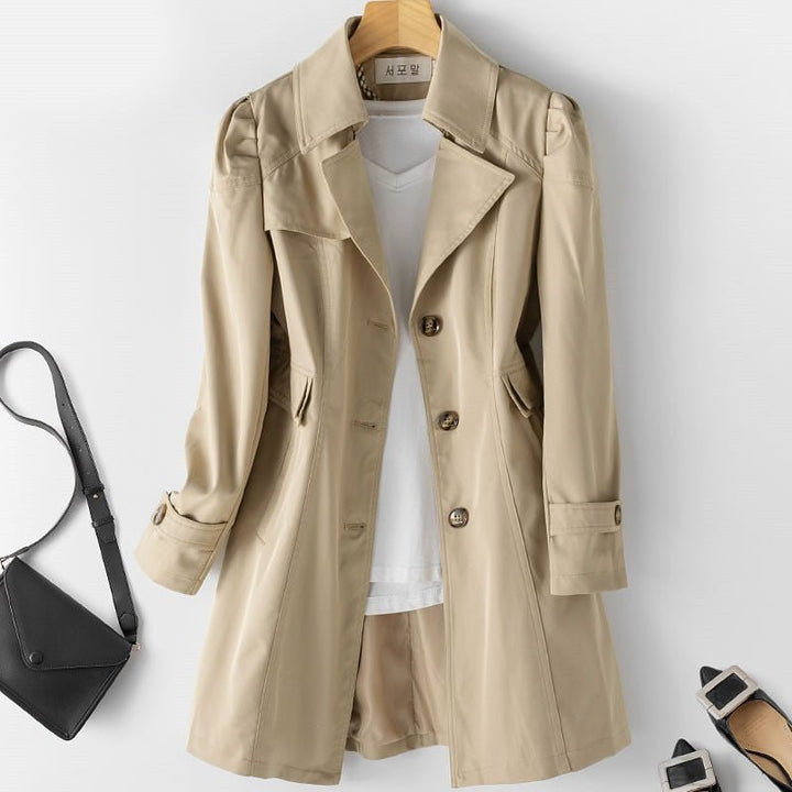 Women's Classic Trench Coat with Button Closure