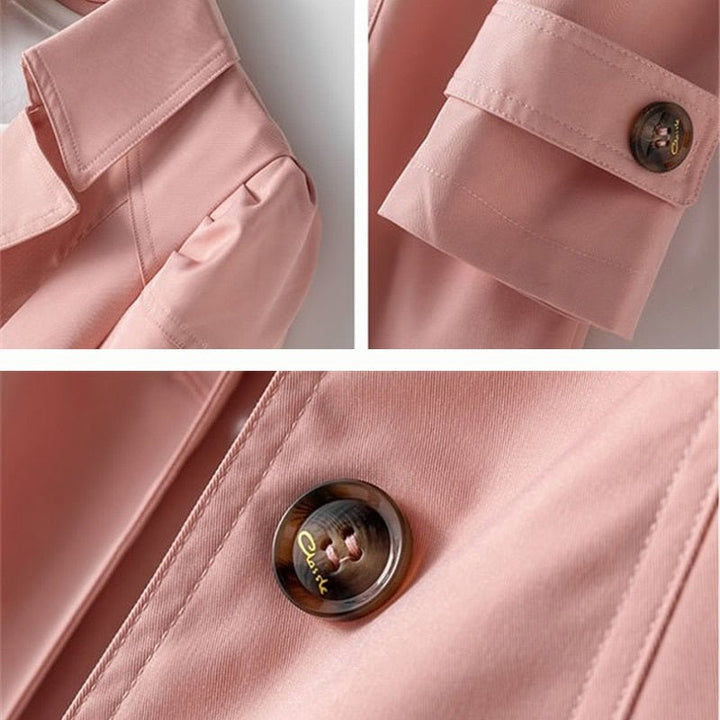 Women's Classic Trench Coat with Button Closure