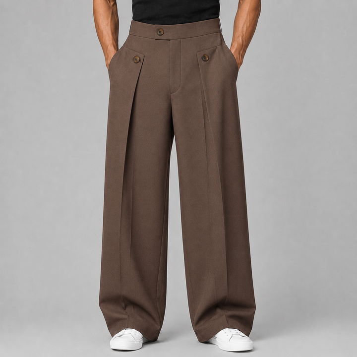Men's Wide-Leg Pleated Trousers in Relaxed Fit