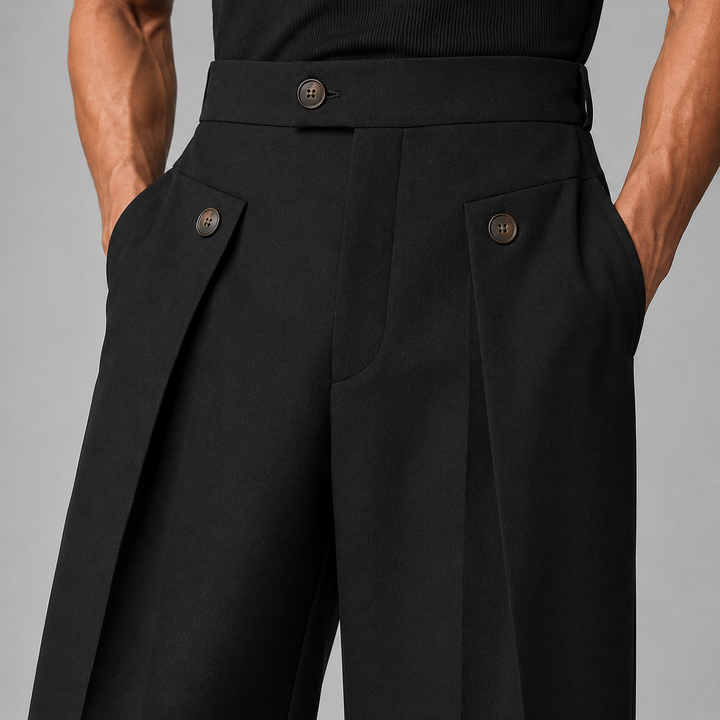 Men's Wide-Leg Pleated Trousers in Relaxed Fit