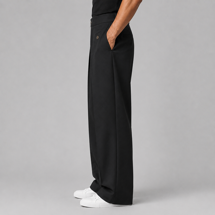 Men's Wide-Leg Pleated Trousers in Relaxed Fit