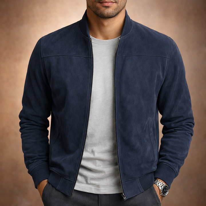 Men's Suede-Look Bomber Jacket in a Tailored Fit