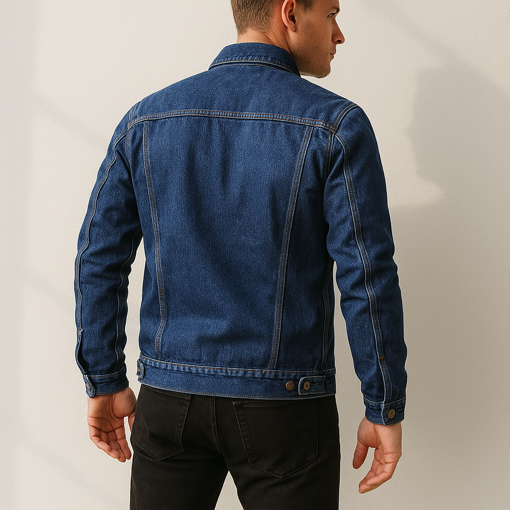 Men's Denim Trucker Jacket with Snap Buttons