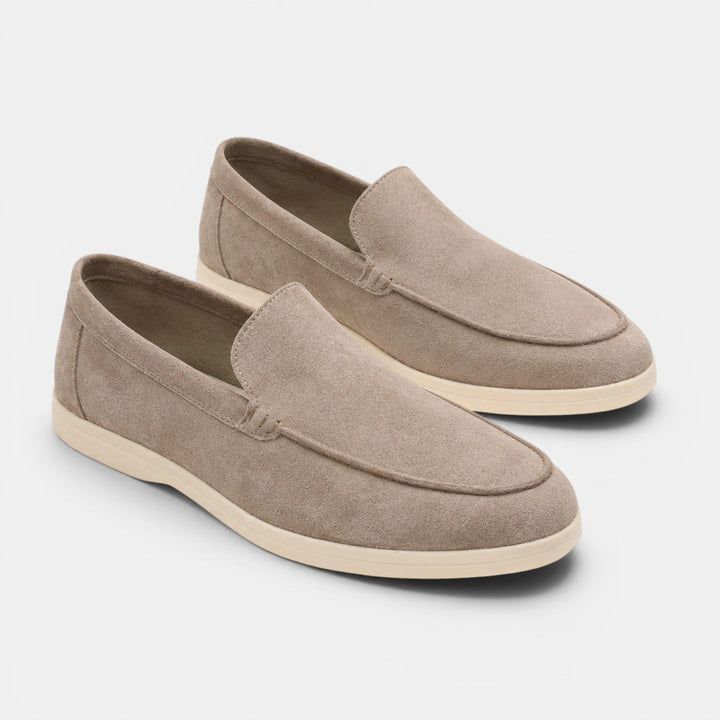 Men's Suede Moc-Toe Loafers with Contrast Sole