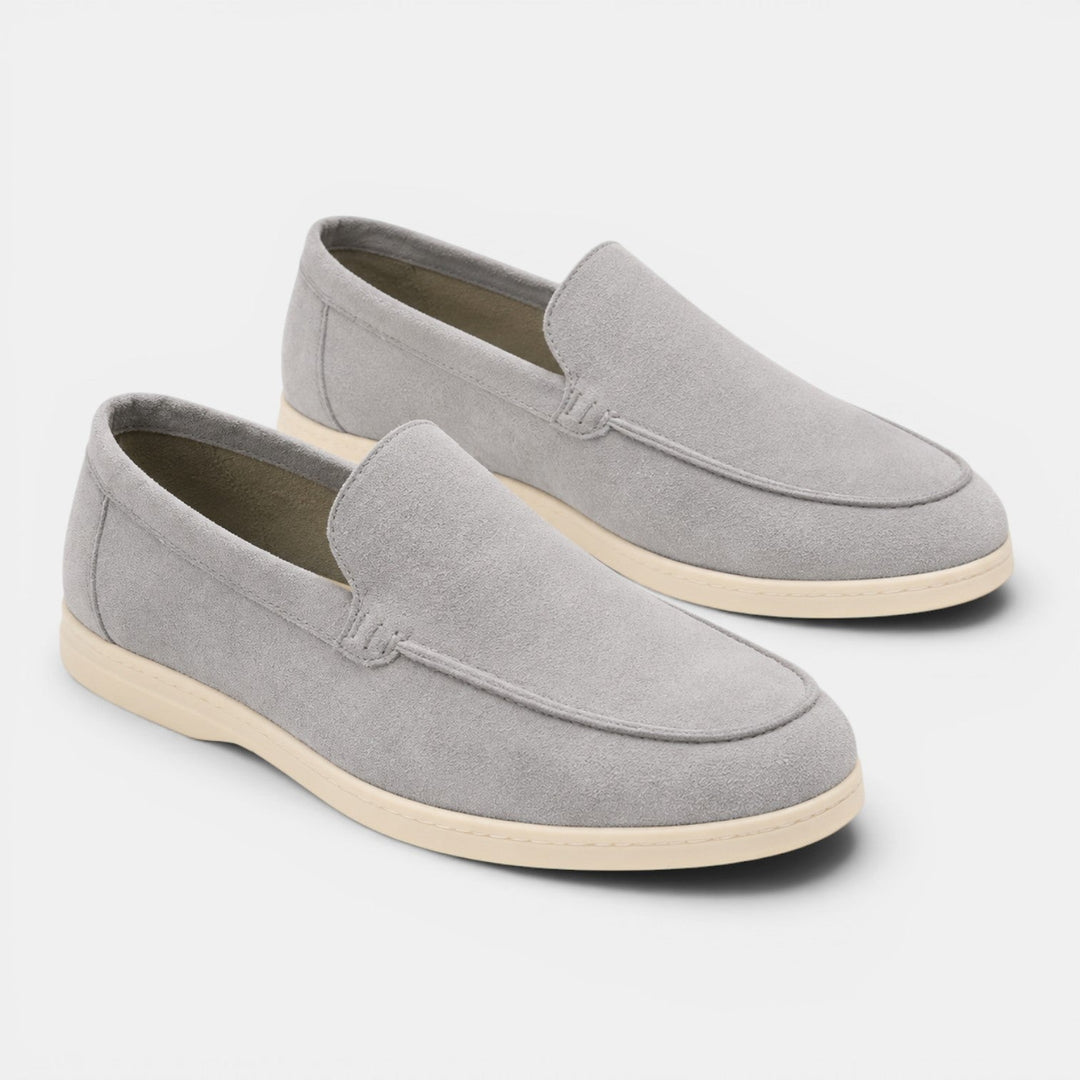 Men's Suede Moc-Toe Loafers with Contrast Sole