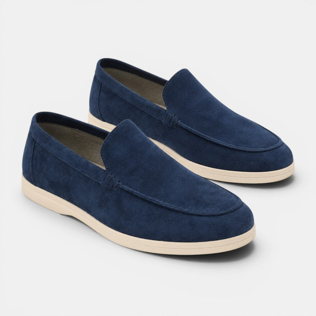 Men's Suede Moc-Toe Loafers with Contrast Sole