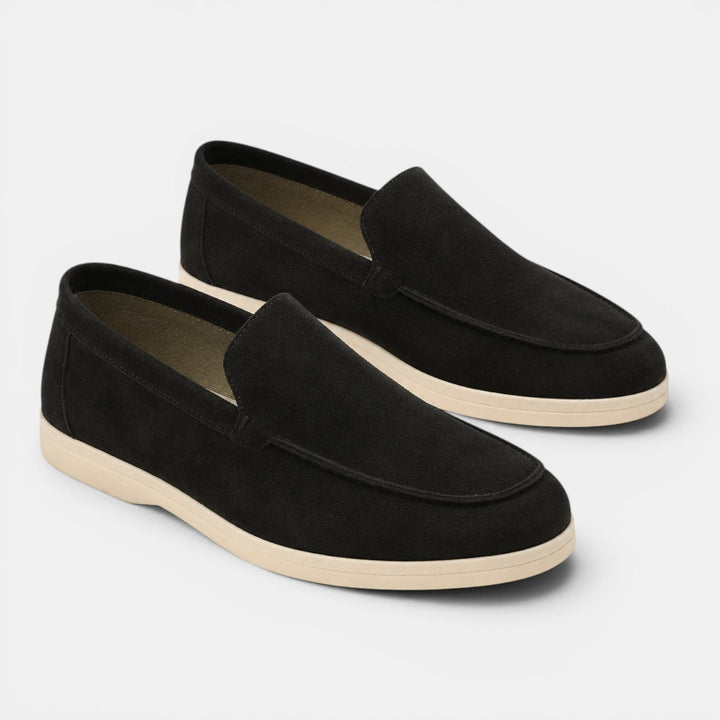Men's Suede Moc-Toe Loafers with Contrast Sole