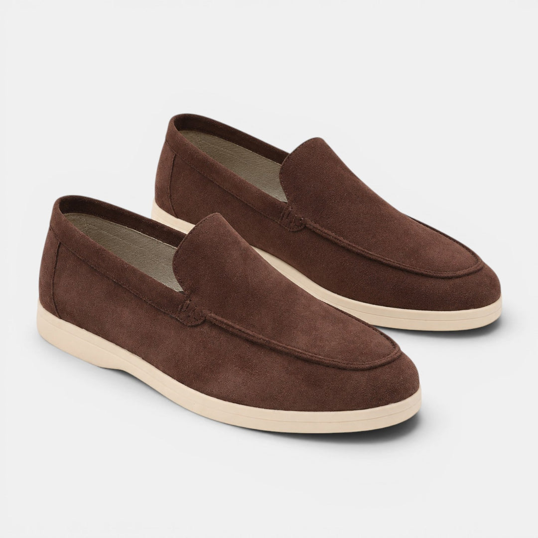 Men's Suede Moc-Toe Loafers with Contrast Sole
