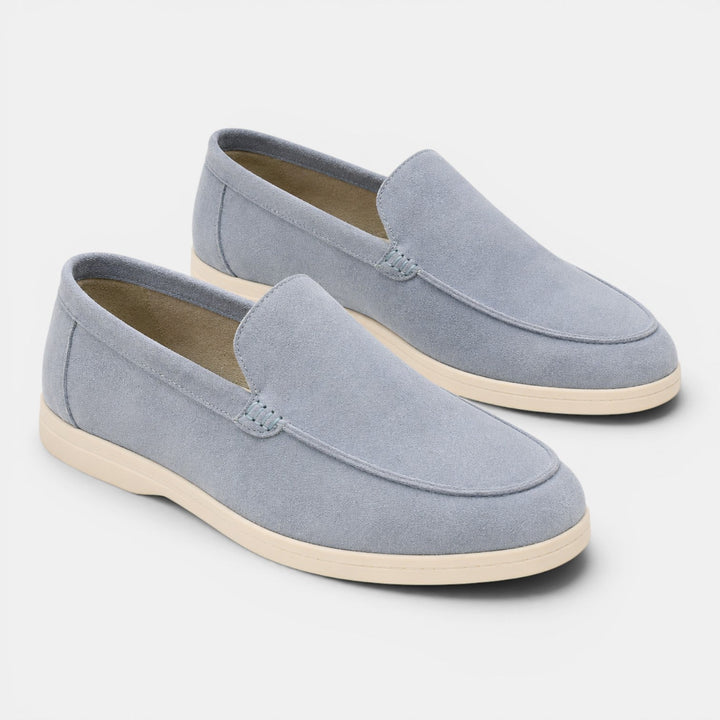 Men's Suede Moc-Toe Loafers with Contrast Sole